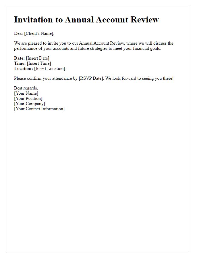 Letter template of Invitation to Annual Account Review