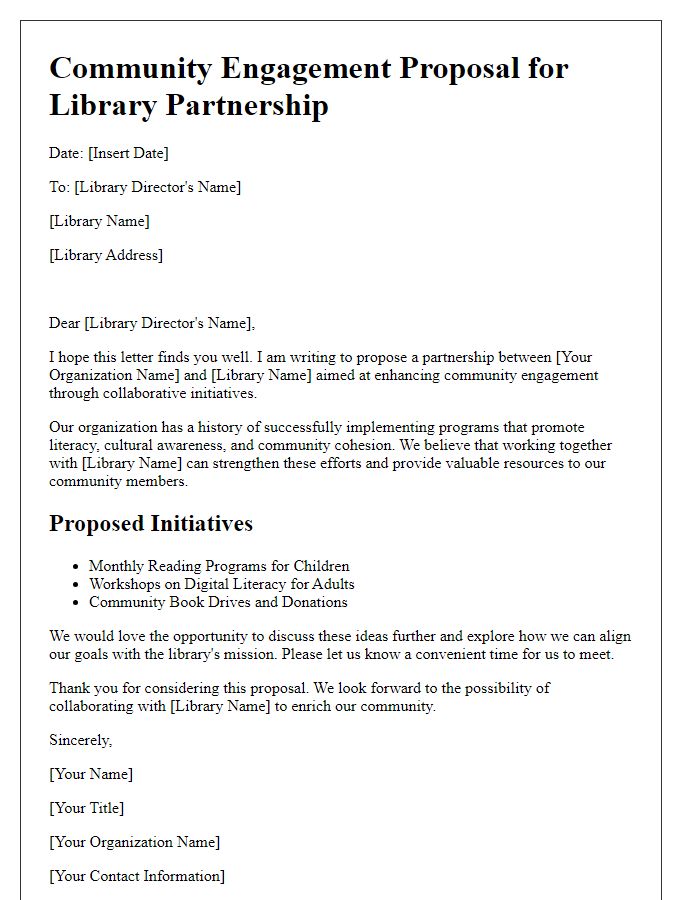 Letter template of community engagement proposal for library partnership