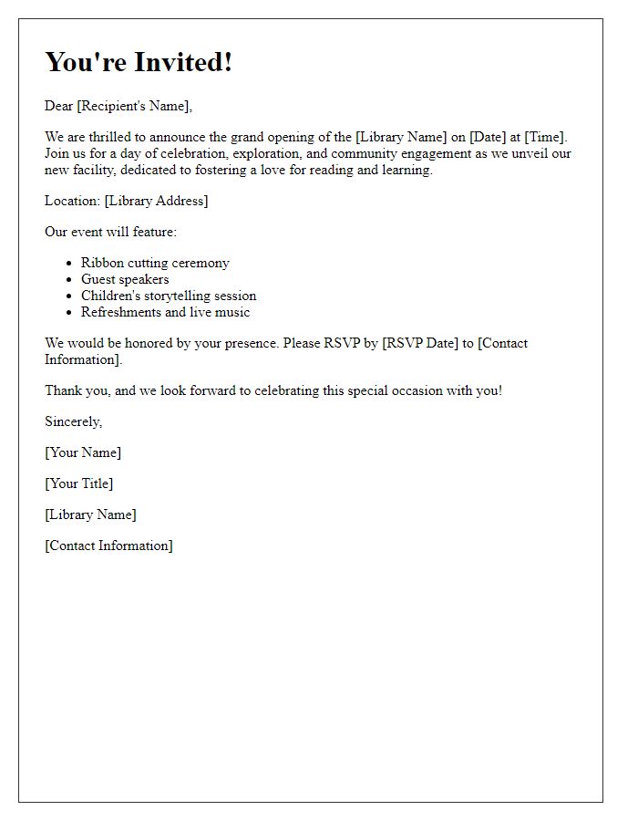 Letter template of invitation to grand library opening ceremony