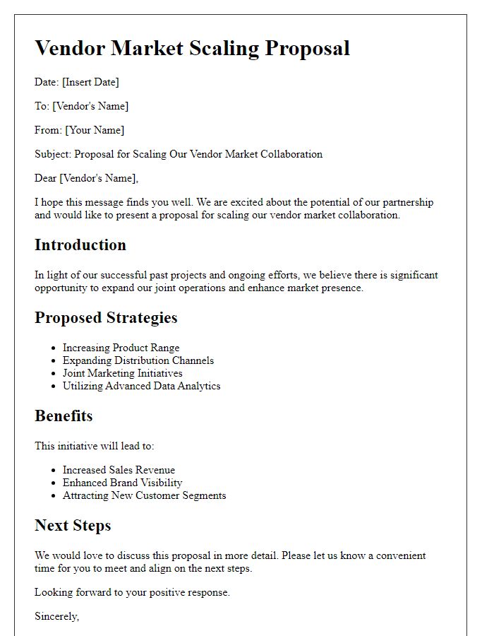 Letter template of vendor market scaling proposal