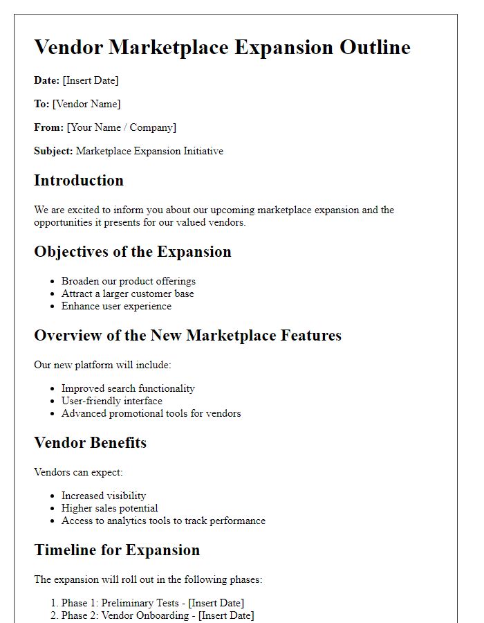 Letter template of vendor marketplace expansion outline