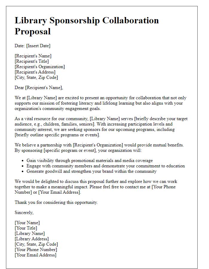 Letter template of Library Sponsorship Collaboration Proposal