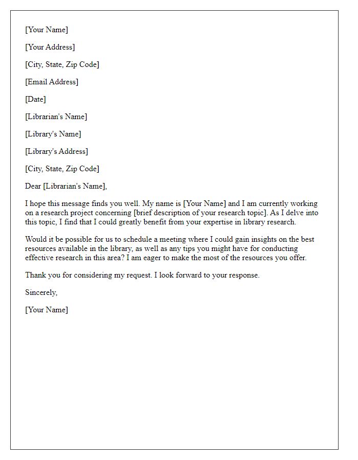 Letter template of search for expert library research advice
