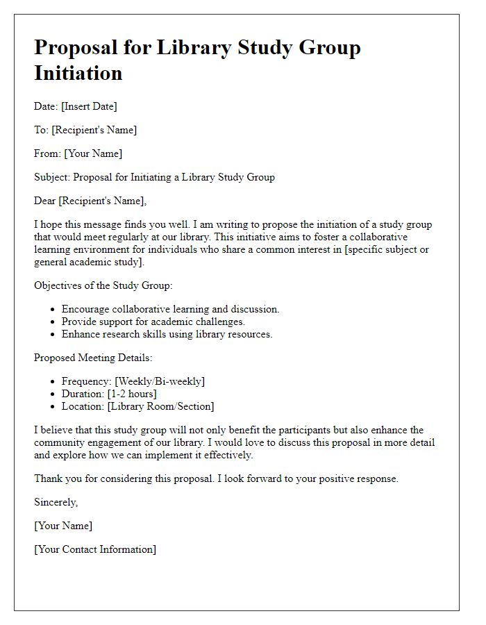 Letter template of proposal for library study group initiation