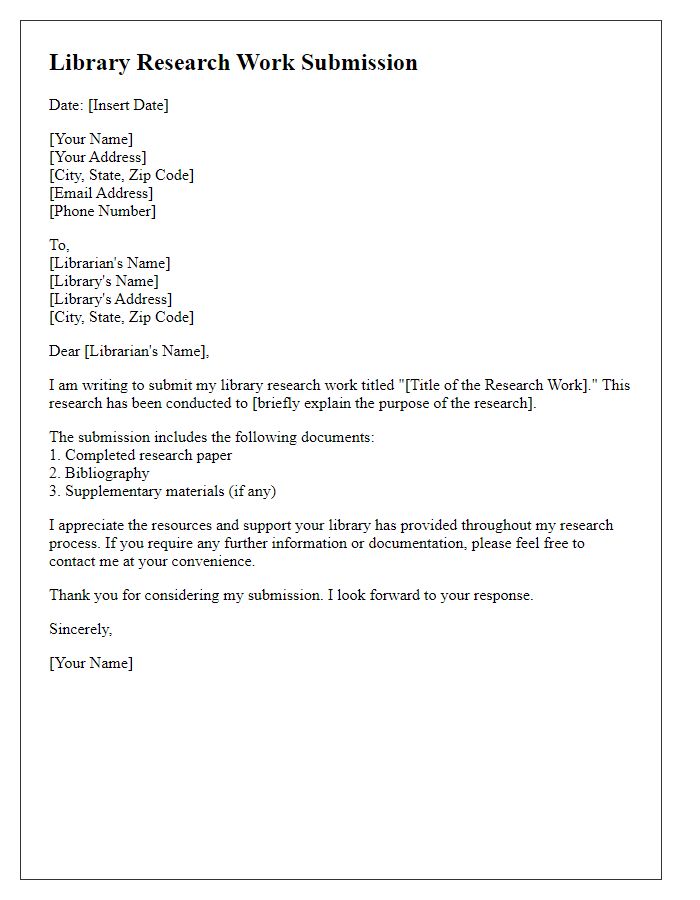 Letter template of library research work submission