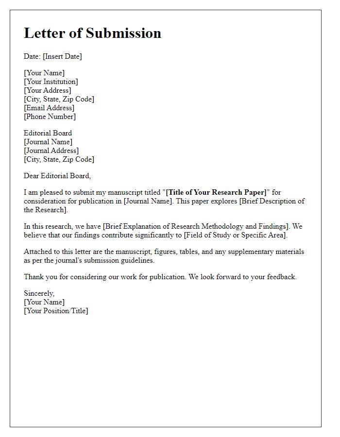 Letter template of research paper submission to library journal