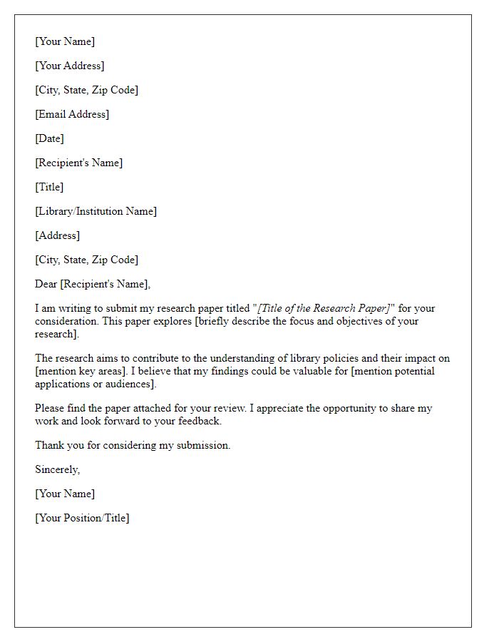 Letter template of submission for library policy research paper