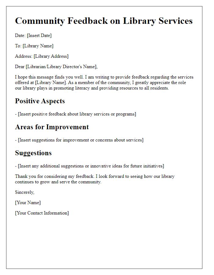 Letter template of community feedback for library services