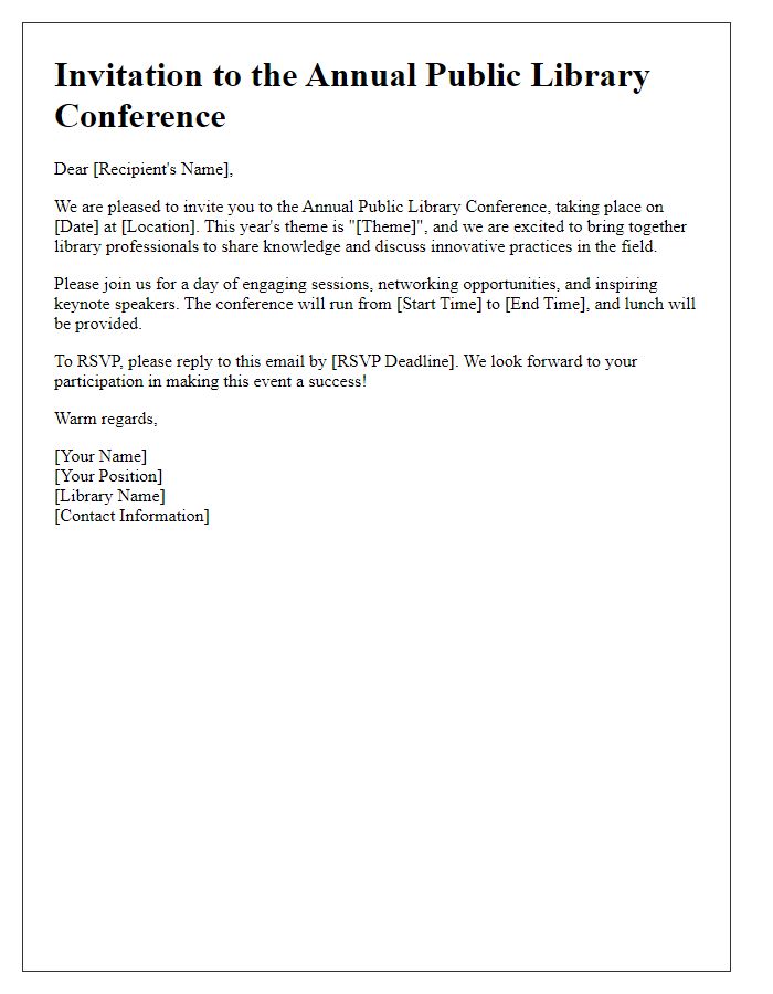 Letter template of public library conference invitation