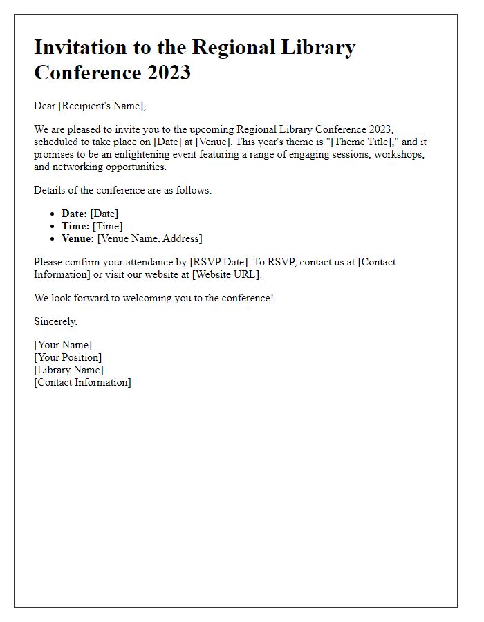 Letter template of regional library conference invitation