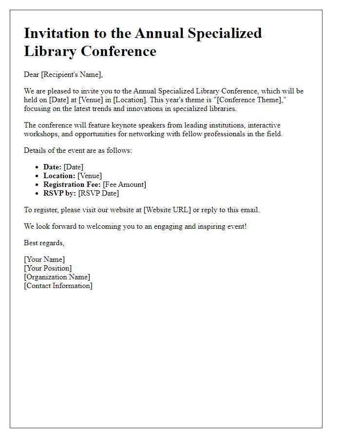 Letter template of specialized library conference invitation