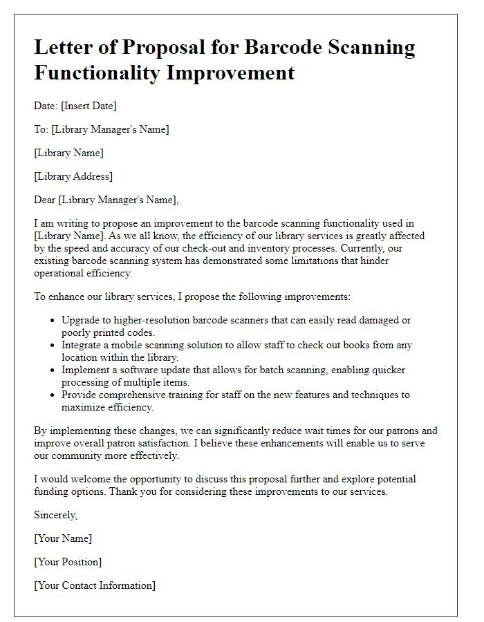 Letter template of library barcode scanning functionality improvement