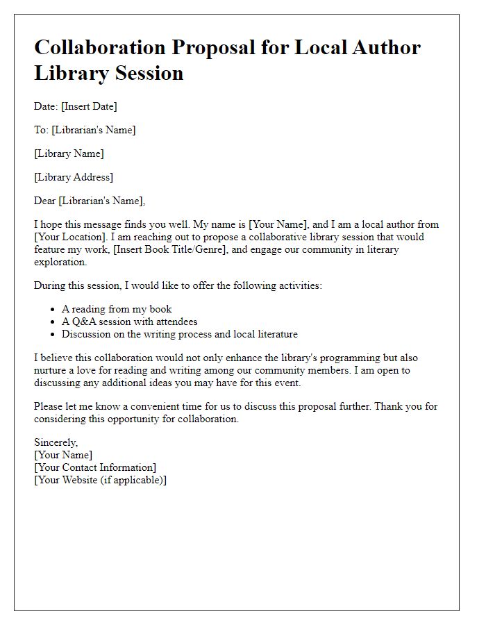 Letter template of collaboration proposal for local author library session