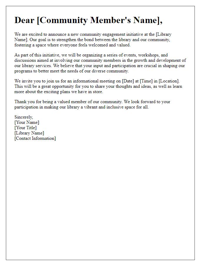 Letter template of public library community engagement initiative