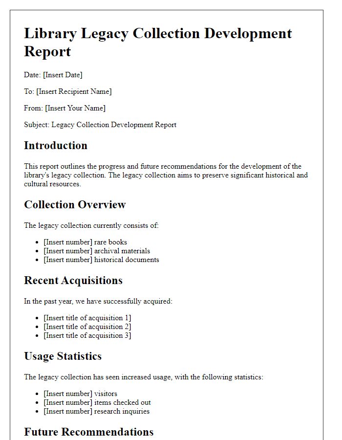 Letter template of library legacy collection development report