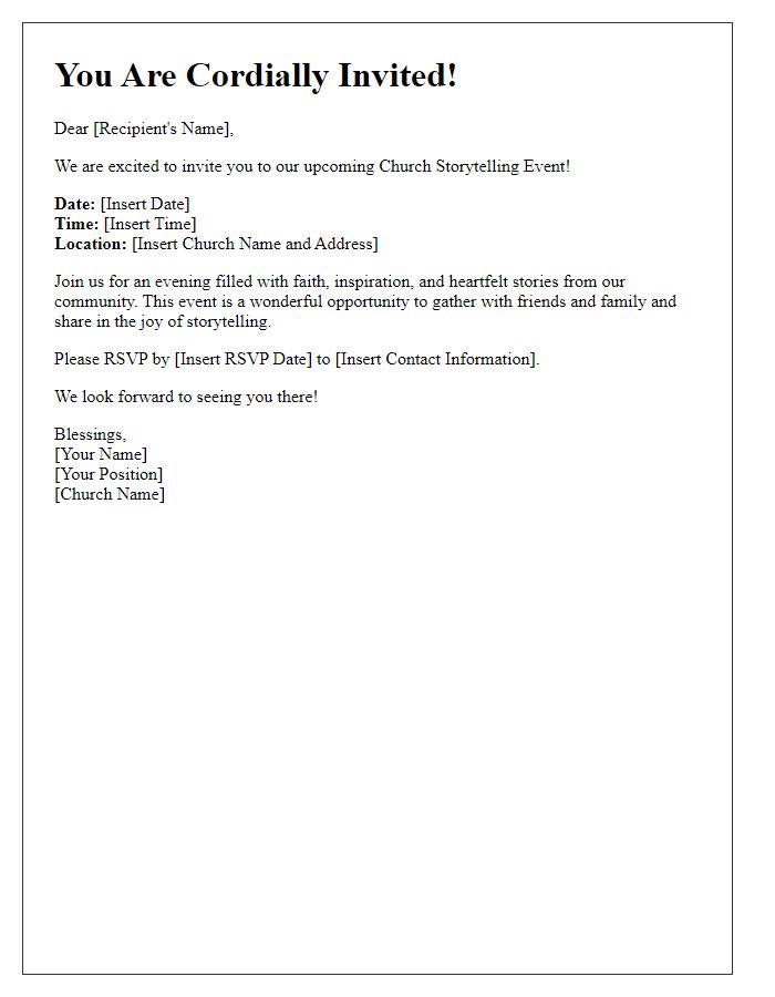 Letter template of invitation for church storytelling event