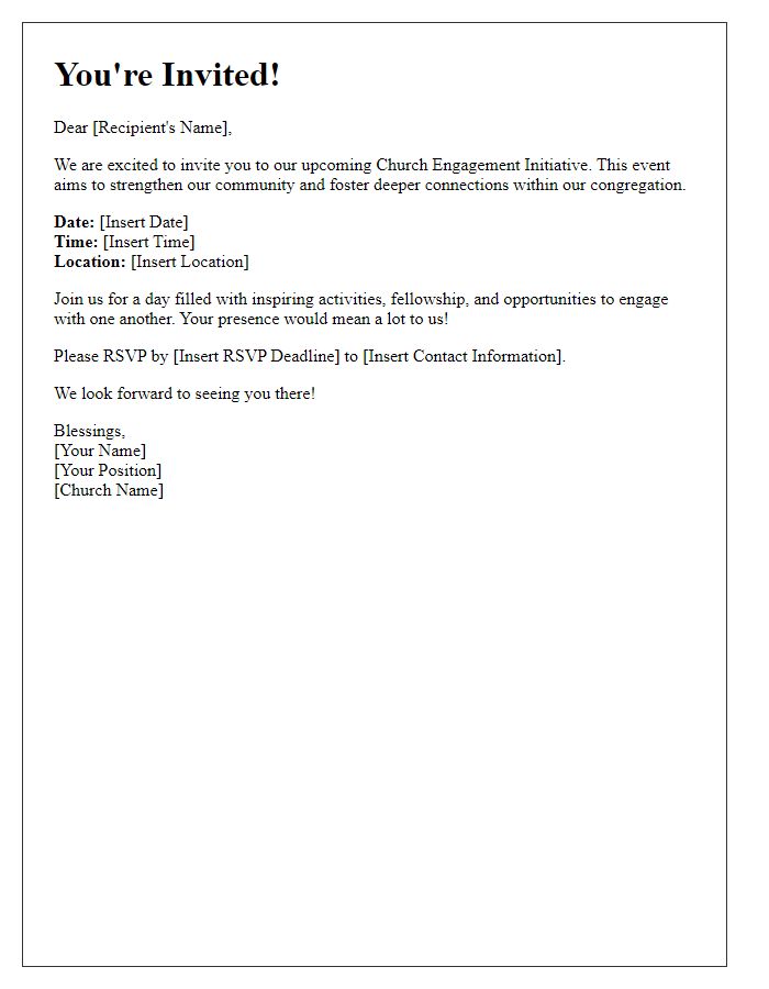 Letter template of invitation for church engagement initiative.