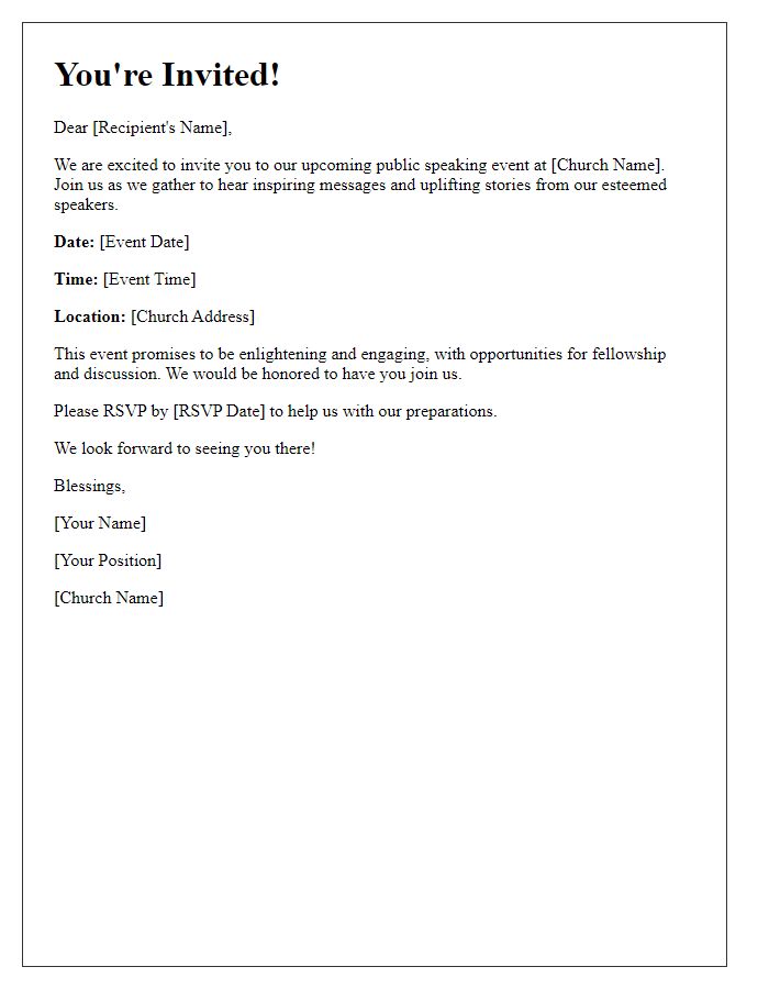 Letter template of invitation for church public speaking event