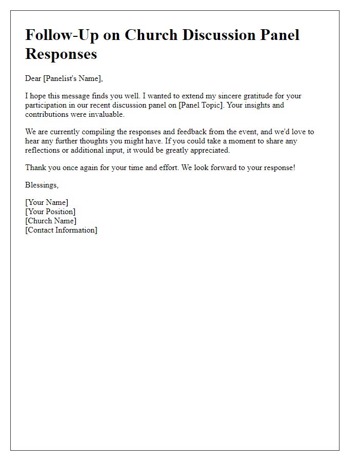 Letter template of follow-up for church discussion panel responses
