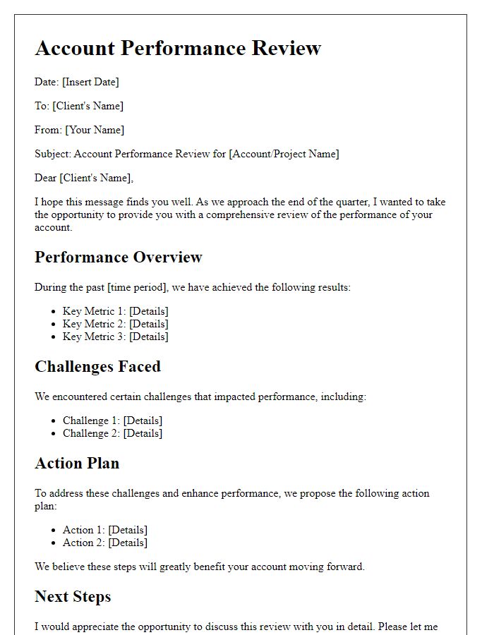 Letter template of account performance review