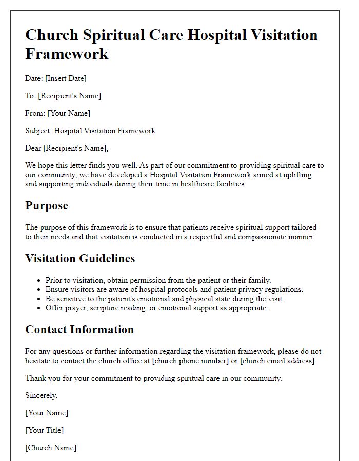 Letter template of church spiritual care hospital visitation framework.