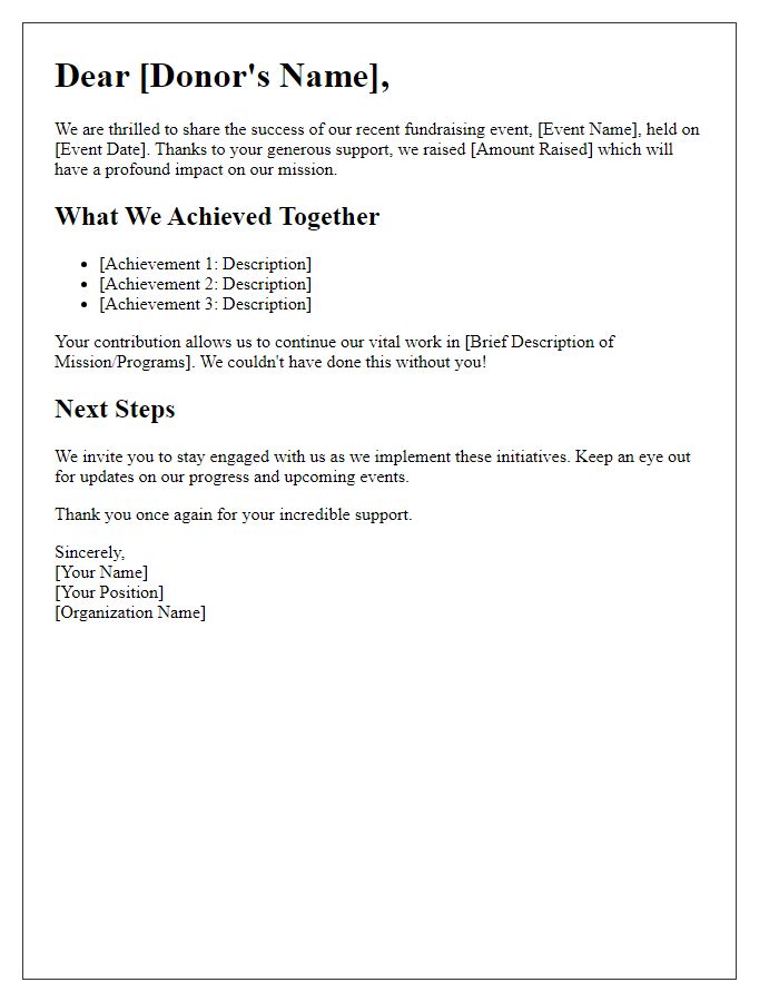Letter template of impact report after fundraiser success