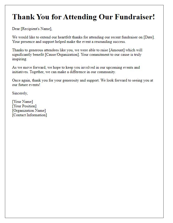 Letter template of thank you for attending fundraiser