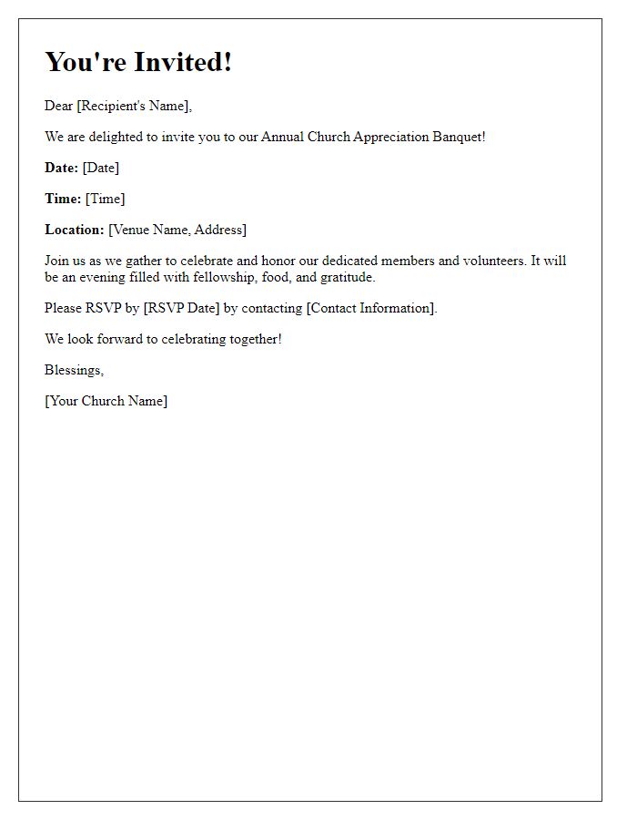 Letter template of church appreciation banquet invitation