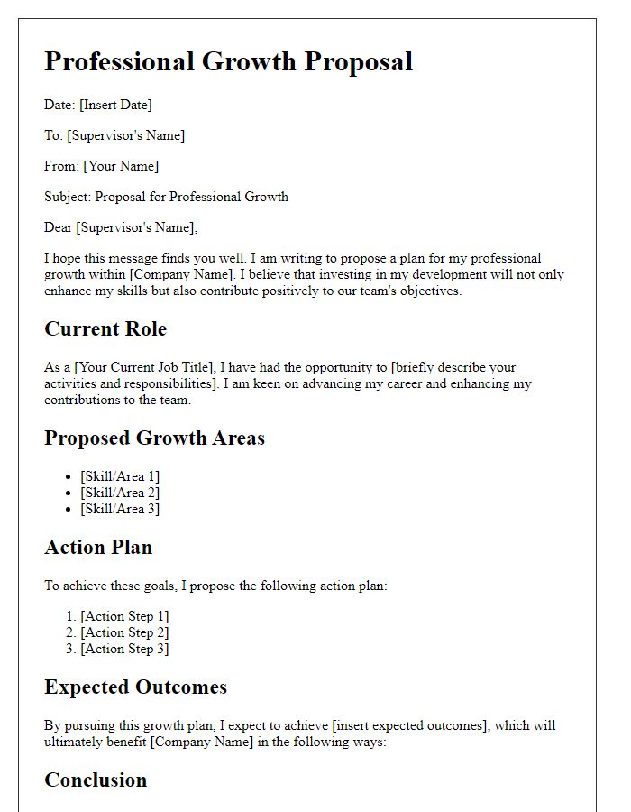 Letter template of professional growth proposal.