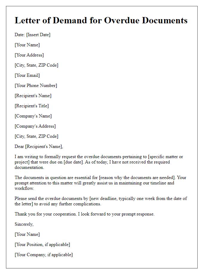 Letter template of demand for overdue documents