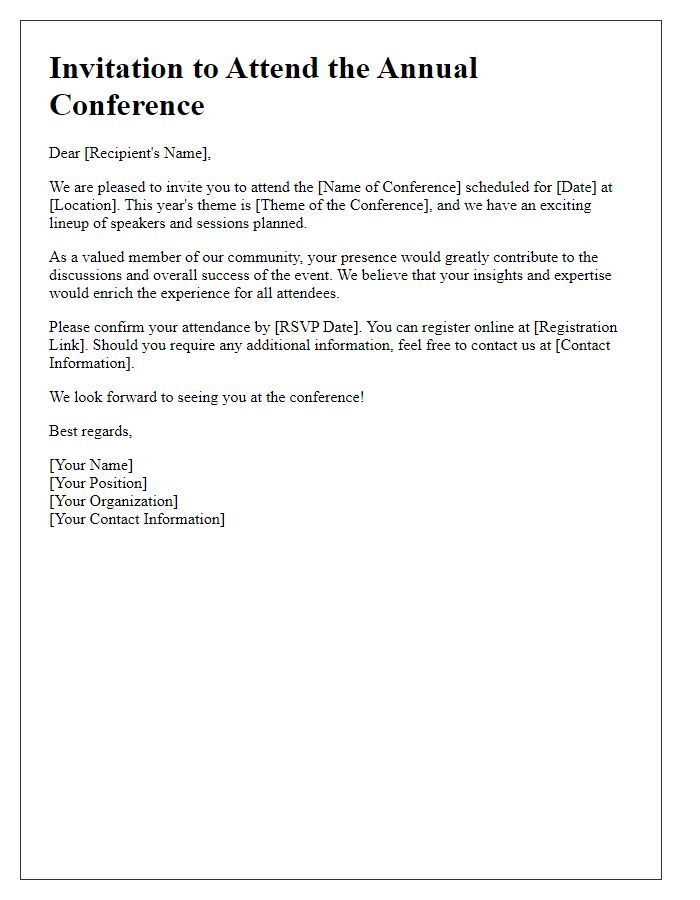 Letter template of call for conference attendance