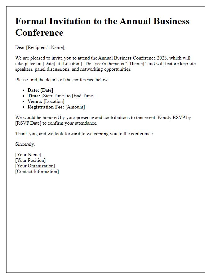 Letter template of formal invitation to a conference