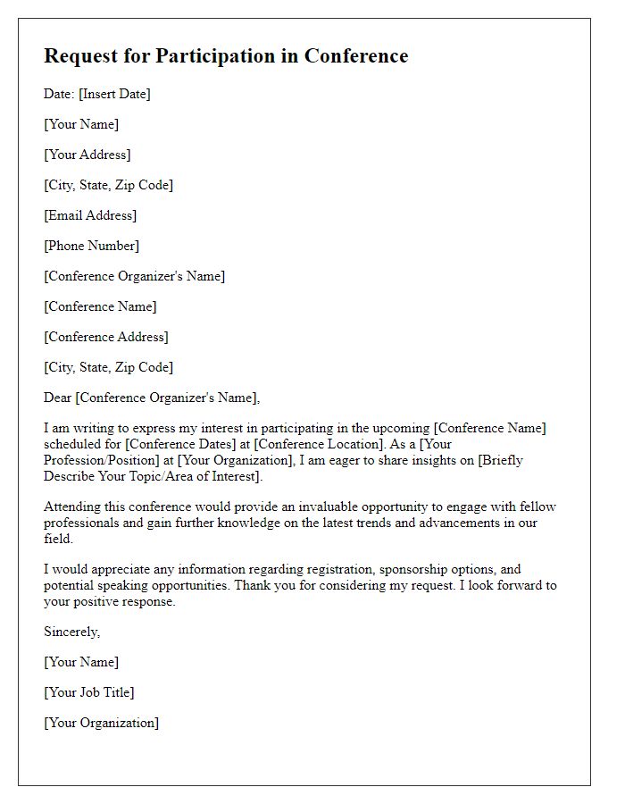 Letter template of request for conference participation