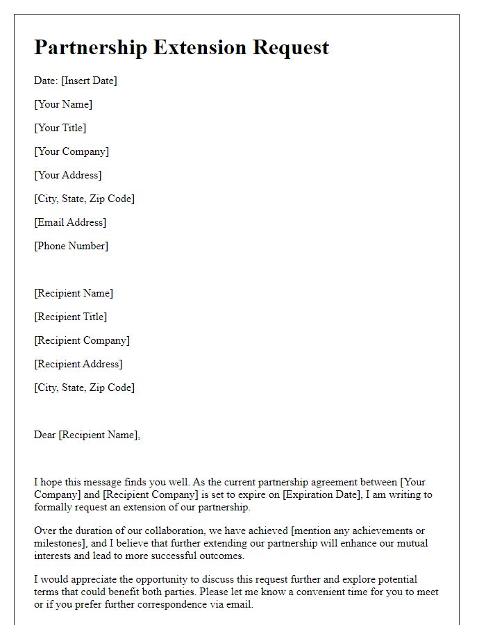 Letter template of partnership extension request