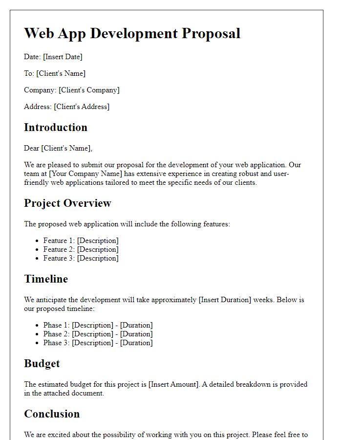 Letter template of web app development proposal