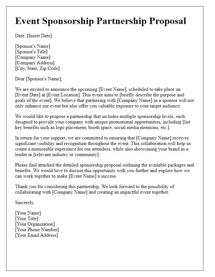 Letter template of event sponsorship partnership letter