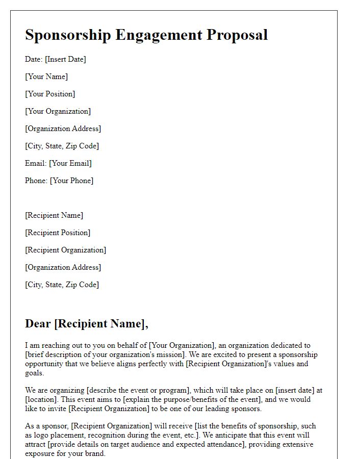 Letter template of sponsorship engagement proposal