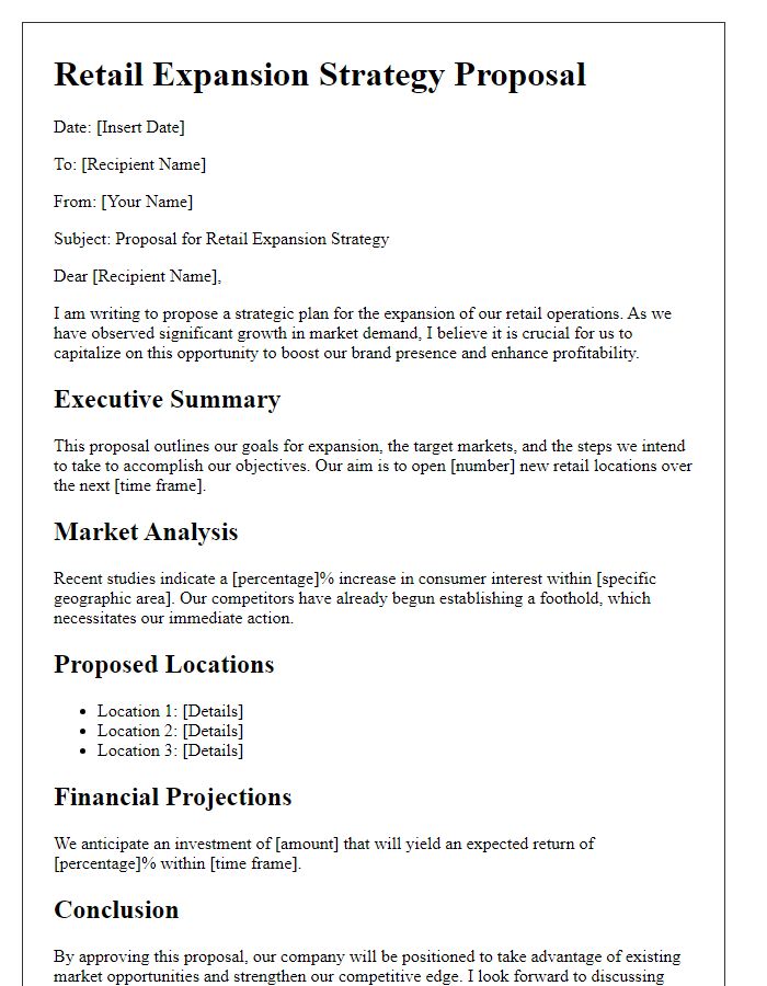 Letter template of retail expansion strategy proposal