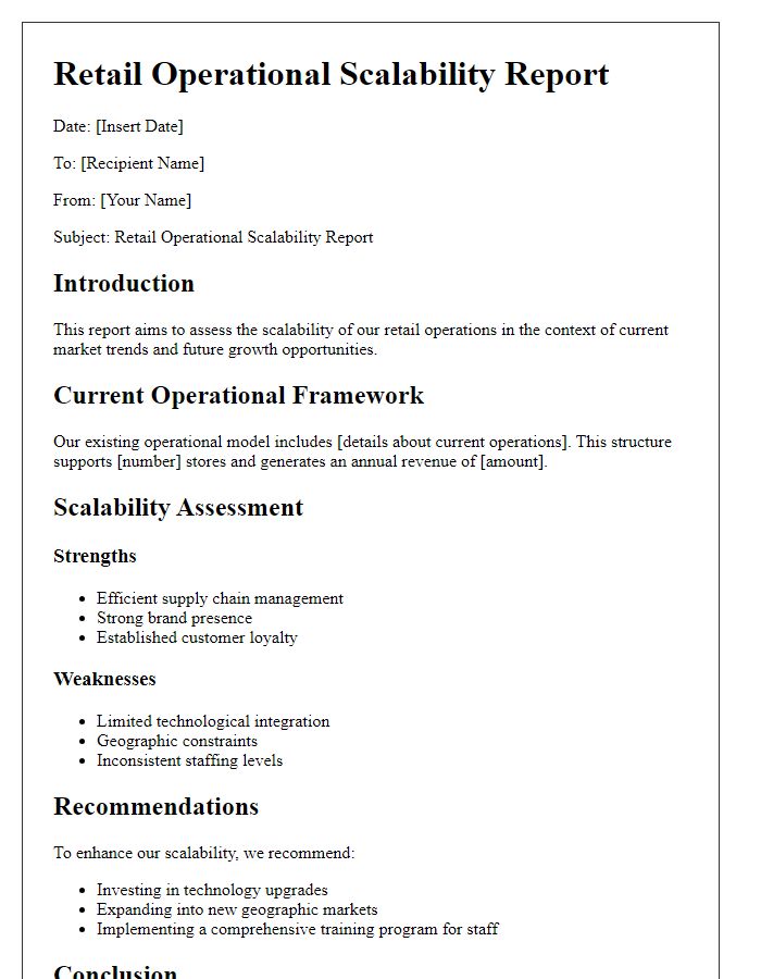 Letter template of retail operational scalability report