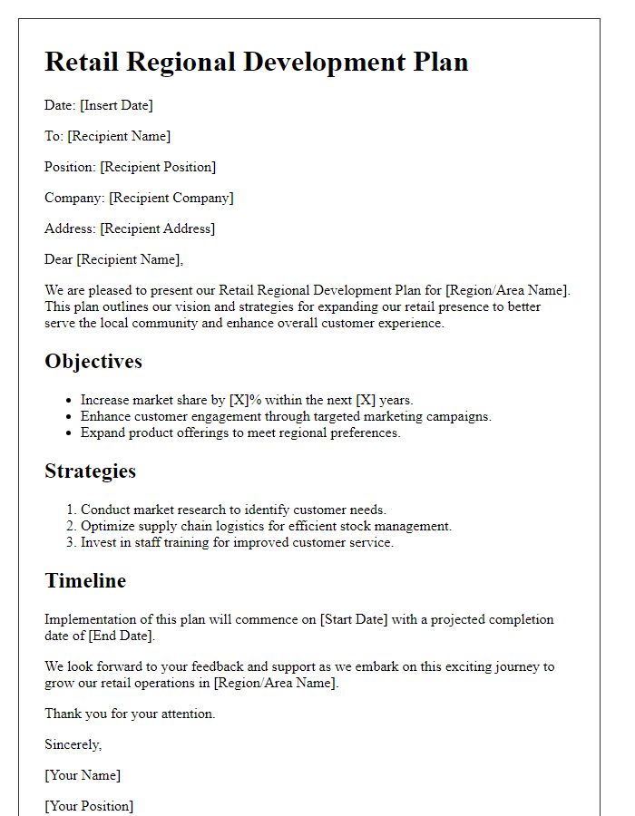 Letter template of retail regional development plan