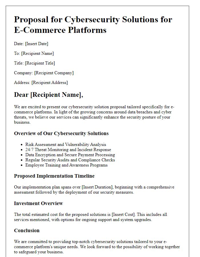 Letter template of cybersecurity solution proposal for e-commerce platforms
