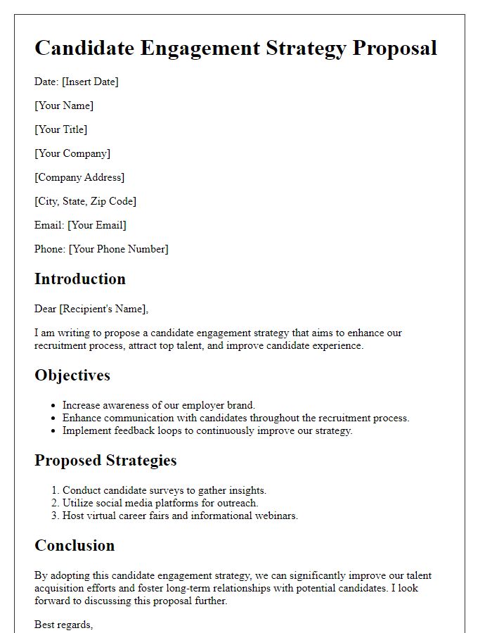 Letter template of candidate engagement strategy proposal