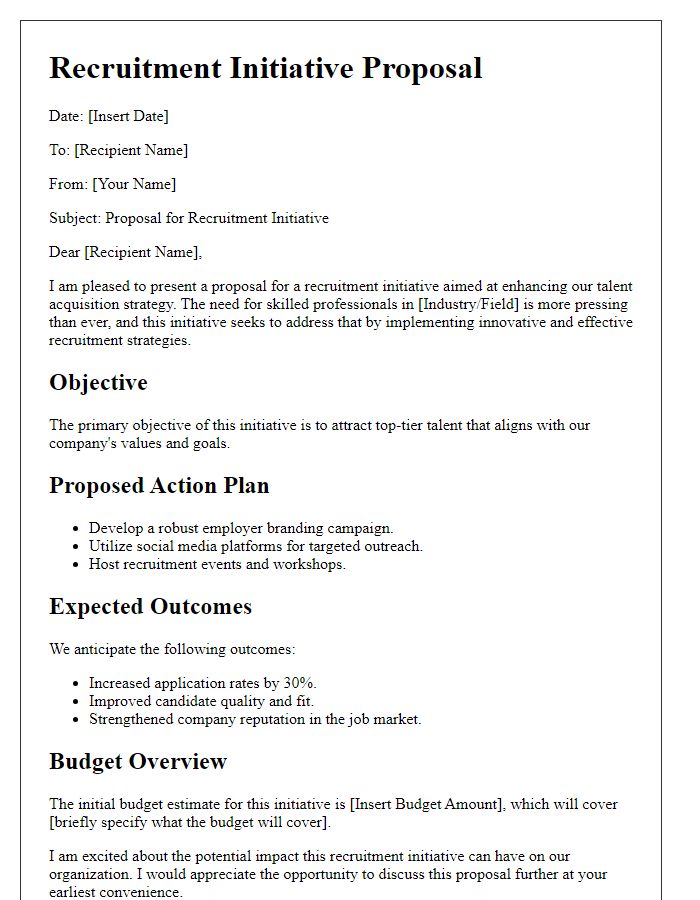 Letter template of recruitment initiative proposal