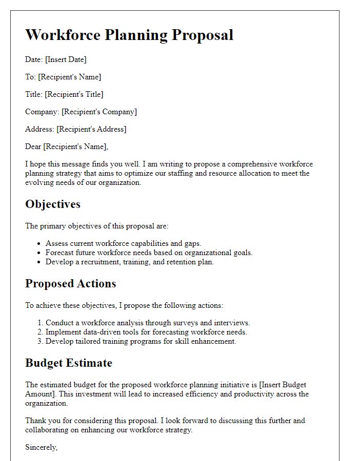 Letter template of workforce planning proposal