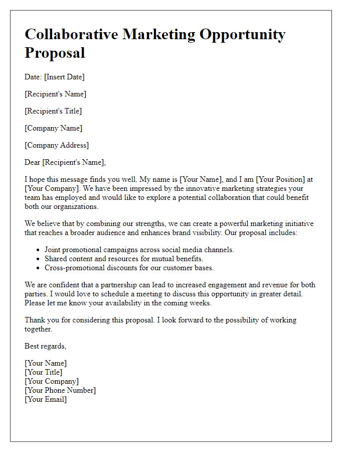 Letter template of collaborative marketing opportunity proposal