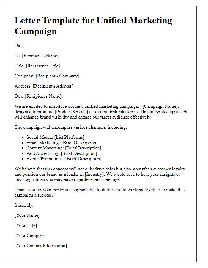 Letter template of unified marketing campaign concept