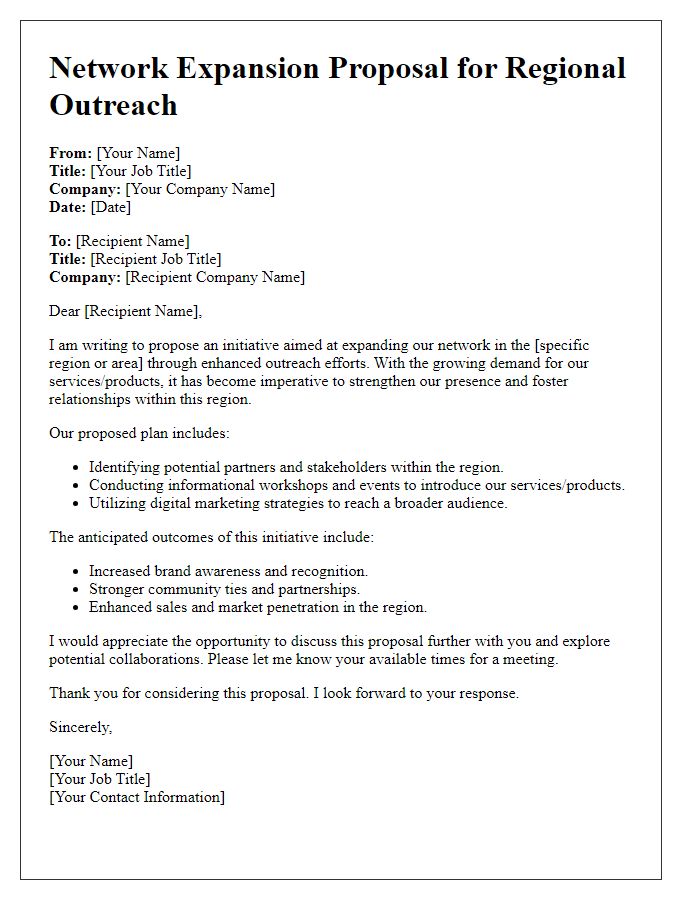 Letter template of Network Expansion Proposal for Regional Outreach