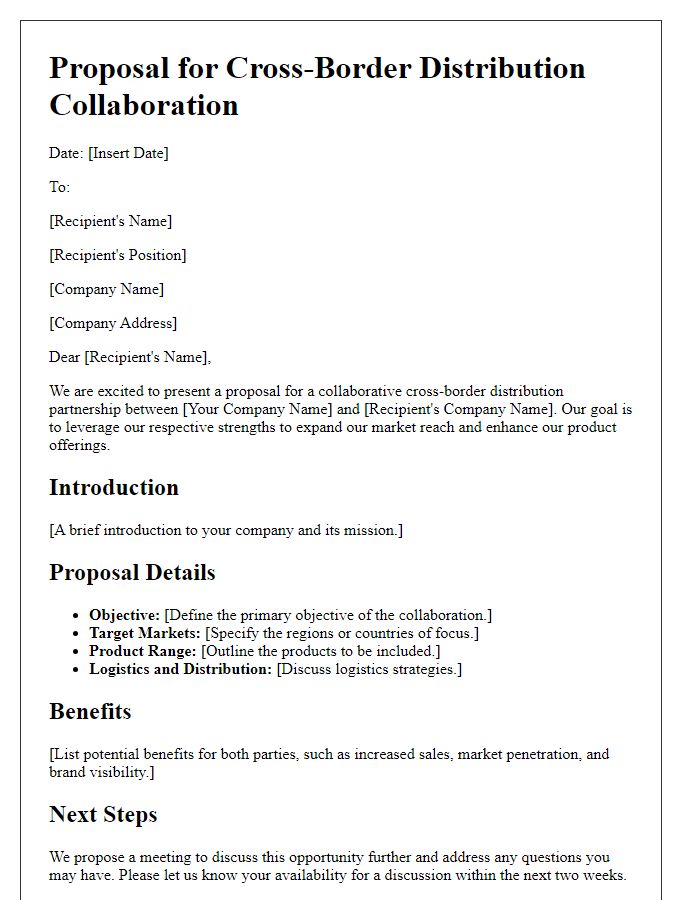 Letter template of cross-border distribution collaboration proposal