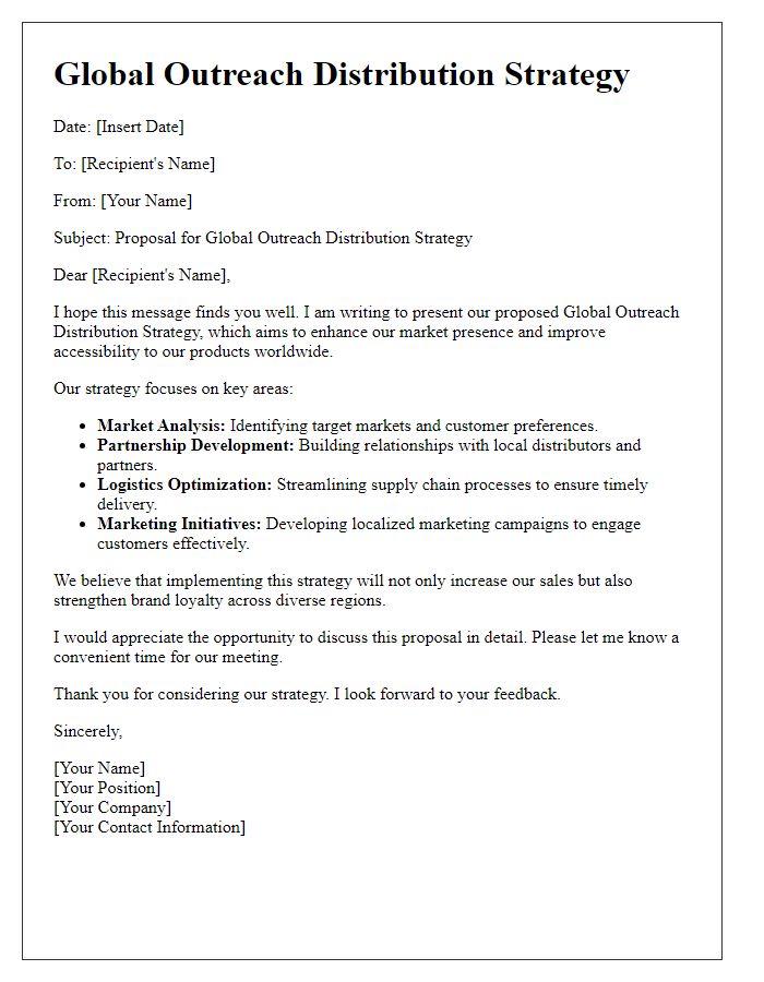 Letter template of global outreach distribution strategy