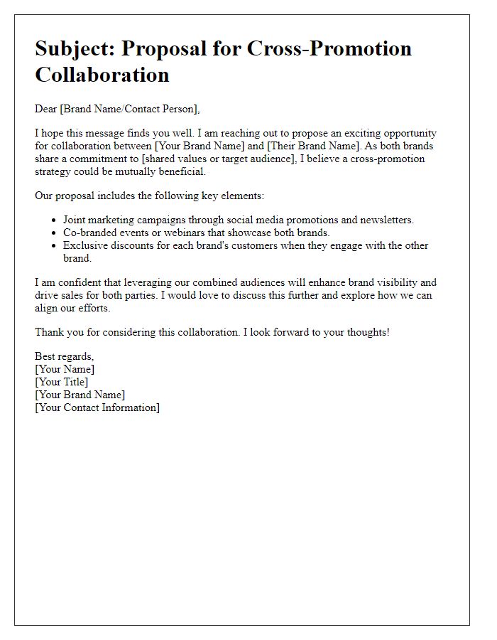 Letter template of cross-promotion strategy for brand collaboration